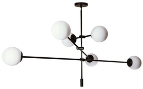 Pendente Bloss C/ 6 Globos Ø128X87,5X92Cm 6L E27 Mini Metal E Globo Ø1... (BT - Branco Texturizado, FOSCO)