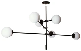 Pendente Bloss C/ 6 Globos Ø128X87,5X92Cm 6L E27 Mini Metal E Globo Ø1... (MR-T / CB-M - Marrom Text + Cobre Metálico, CLEAR)