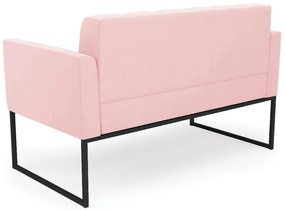 Kit 1 Sofá Namoradeira e 1 Poltrona Elisa Suede Rosa Bebê Base Metálica Industrial Preto - D'Rossi