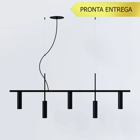 Pendente Retângular 101X3,8X44,5Cm Tubo Desalinhado Alumínio 5Xmr11 -... (PRETO)