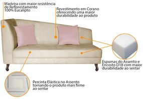 Recamier Heitor 160cm com Almofada Lado Direito Sintético