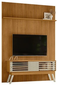 Painel TV 65 Pol 179cm Ripado Valen e Bancada Orlin Cumaru/Opala M20 - D'Rossi