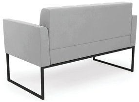 Kit 1 Sofá Namoradeira e 2 Poltronas Elisa Suede Cinza Base Metálica Industrial Preto - D'Rossi