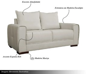 Sofá 2 Lugares 170cm Base Madeira York Linho Bege G28 - Gran Belo