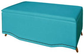 Calçadeira Baú Casal 140cm Greta Pés Palito Suede Azul Turquesa - Sheep Estofados