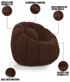 Poltrona Decorativa Orgânica para Sala Kit 2 Cloud Bouclê E03 - D'Rossi - Marrom
