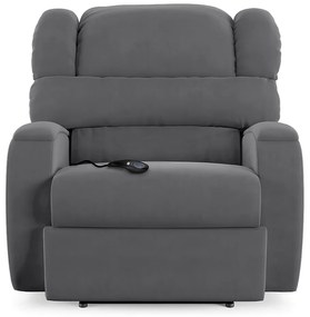 Poltrona do Papai Sala de Cinema Reclinável Kylie Controle Power Elétrico Veludo Cinza Grafite G23