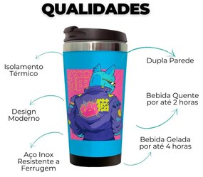 Copo Térmico 500ml Inox Cyberpunk Cat