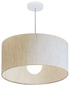 Lustre Pendente Cilíndrico Md-4208 Cúpula em Tecido 55x30cm Linho Bege - Bivolt