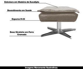 Puff Decorativo Base Giratória Cromada Charger Suede Nude G19 - Gran Belo
