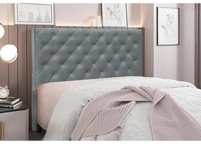Cabeceira Cama Box Casal 140 cm Tania Veludo S04 - D'Rossi - Cinza