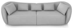 Sofá 3 Lugares 232cm Orgânico Pé Madeira Yume Veludo Cinza Z55 - Mpoze