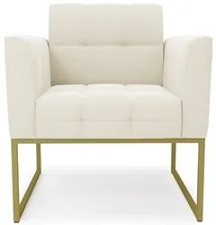 Poltrona Decorativa Base Industrial Dourado Ana Veludo Bege - Ibiza