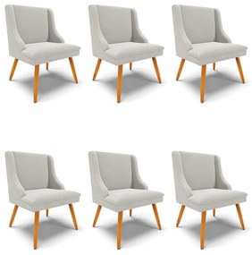 Cadeira Sala de Jantar Pé Palito Castanho Kit 6 Liz Boucle D03 - D'Rossi - Cinza