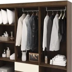 Guarda Roupa Solteiro 154cm Com 6 Portas Mayra Imbuia/Champanhe V02 -