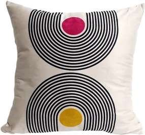 Almofada de Veludo City em Tons Rosa e Amarelo 44x44cm - Círculos - Com Enchimento