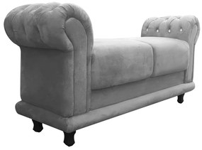 Recamier Barcelona Namoradeira Calçadeira Suede com strass D'Rossi - Cinza