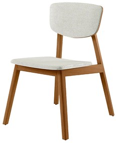Cadeira Decorativa Sala de Jantar Madeira Maciça Lang Linho Off White/Mel G13 - Gran Belo
