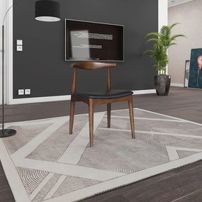Kit 4 Cadeiras Decorativas Sala e Escritório Nami Madeira Tabaco G56 - Gran Belo