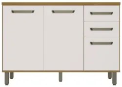 Balcão de Cozinha e Tampo 120cm Rita Freijó/Off Acetinado Z44 - Mpozen