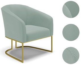 Poltrona Decorativa Industrial Dourado Stella Cotelê Int/Veludo D03 - D'Rossi - Menta