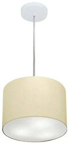 Lustre Pendente Cilíndrico Md-4209 Cúpula em Tecido 25x25cm Algodão Crú - Bivolt