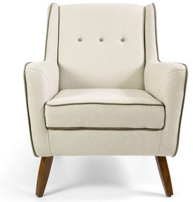 Kit 02 Poltronas Decorativas Sala de Estar Pés de Madeira Teresa Algodão Bege G15 - Gran Belo