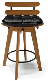 Kit 04 Banquetas Giratória Costela Corano Base Madeira MA70 - D'Rossi - Preto