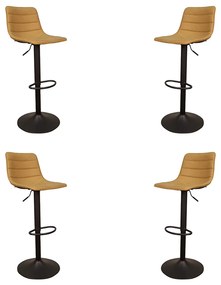 Kit 4 Banquetas Decorativas Travis PU com Regulagem de Altura Base Disco c/Apoio Para os Pés Caramelo/Preto G56 - Gran Belo