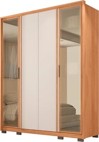 Guarda Roupa Solteiro Lume com 4 Portas e 3 Gavetas MDF Freijo/OffWhite G11  Gran Belo