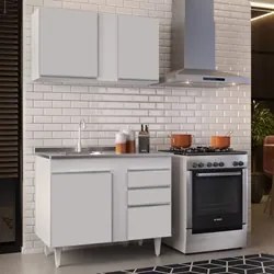 Armário Aéreo Indiana e Balcão Gabinete 100cm com Pia Inox Luziania Br