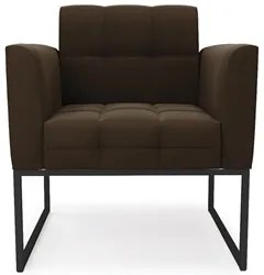 Sofá Namoradeira e 2 Poltronas Base Industrial Preto Ana Suede Marrom