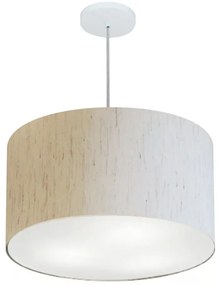 Lustre Pendente Cilíndrico Md-4250 Cúpula em Tecido 45x30cm Linho Bege - Bivolt