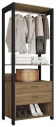 Guarda Roupa Solteiro Closet 73cm 2 Gavetas Una Mel/Preto C01 - Mpozen