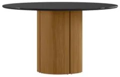 Mesa de Jantar Redonda 135cm 6 Lugares Flex Zuni Ypê/Preto N02 - Mpoze