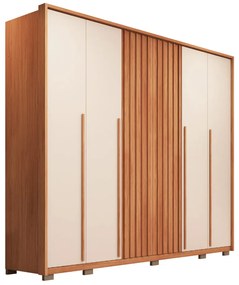 Guarda Roupa Uno 265cm com 6 Portas e 6 Gavetas Corrediças Telescópicas MDF Freijo/OffWhite G11 - Gran Belo