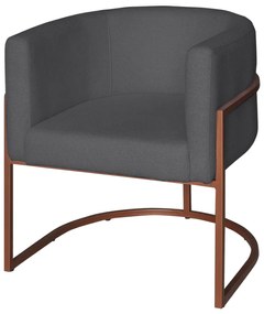 Poltrona Base Industrial Bronze Sala de Estar Lety Veludo - Grafite