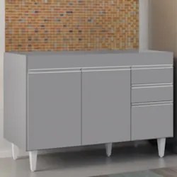 Balcão de Cozinha Para Pia 120cm Sem Tampo Michigan Cinza - Lumil