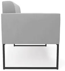 Sofá Namoradeira Base Industrial Preto Ana Suede Cinza - Ibiza