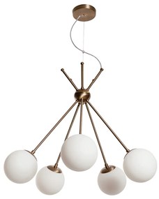 Pendente Palma Ø56X47Cm 5Xg9 / Metal E Globo Ø12Cm | Usina 16735/5 (BT - Branco Texturizado, FOSCO)