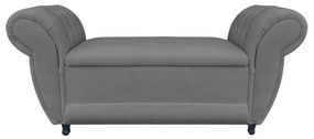 Recamier com Baú Grécia Namoradeira Calçadeira 195 cm Suede Grafite D'Rossi