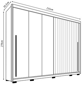 Guarda Roupa Casal Polaris Ripado com 2 Portas de Correr 6 Gavetas MDF  Freijo/Off/Sued G11- Gran Belo