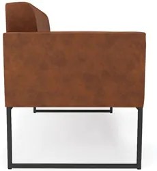 Sofá Namoradeira e 2 Poltronas Base Industrial Preto Ana Sintético PU