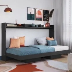 Cama Solteiro Infantil Articulação Horizontal Isis Grafite A05 - Mpoze