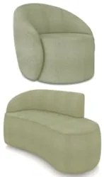 Sofá 2 Lugares 140cm Wendi e Poltrona Steve Boucle Pistache I01  - Mpo