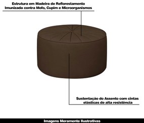 Kit 2 Puffs Decorativos Sala De Estar Round PU Marrom G45 - Gran Belo