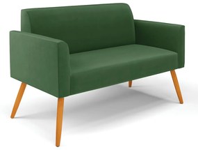 Sofá Namoradeira Pés Palito Castanho Marisa Suede Verde D03 - D'Rossi