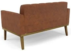 Sofá Namoradeira e 2 Poltronas Base Madeira Castanho Ana Sintético PU