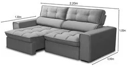 Sofá Retrátil Reclinável 3 Lugares 220cm Blanches F05 Veludo Prata - M