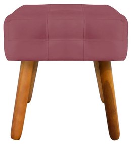 Puff Banqueta Decorativo Pé Palito de Madeira Kit 2 Elisa Suede Rosê D03 - D'Rossi